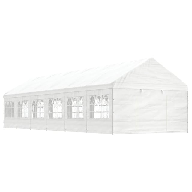 Gazebo con tetto bianco 13,38x4,08x3,22 mt in polietilene