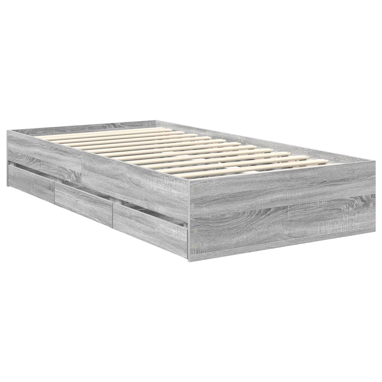Cadre de lit en panneau de bois gris pour la chambre, 100 × 200 cm - 6