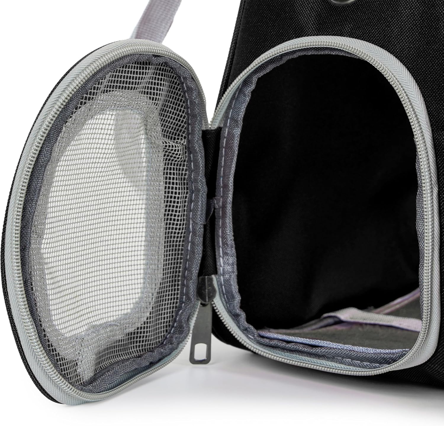 Mochila transparente para transporte de gatos e cães de pequeno porte (preta) - 5