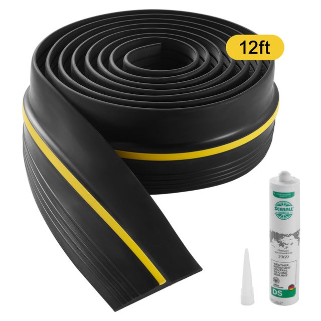 Bande d'Étanchéité SucceBuy pour Seuil de Porte de Garage 12 Pieds, Universelle, Joint de Sol avec Adhésif, Noir
