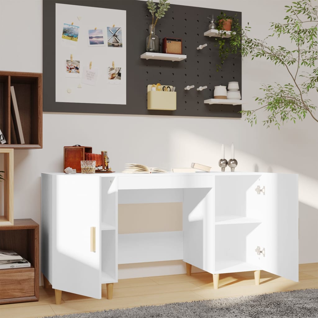 Bureau Blanc 140x50x75 cm Bois d'ingénierie - 3