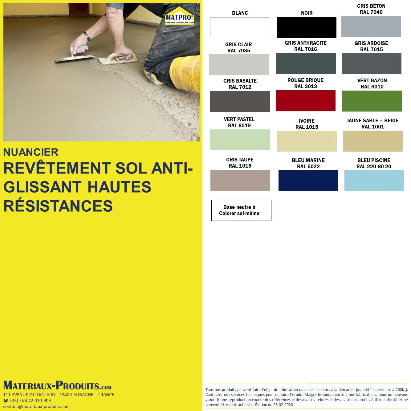 Revêtement sol anti-glissant hautes résistances Kit de 5 Kg Neutre à colorer - REVET05 - MATPRO - 2