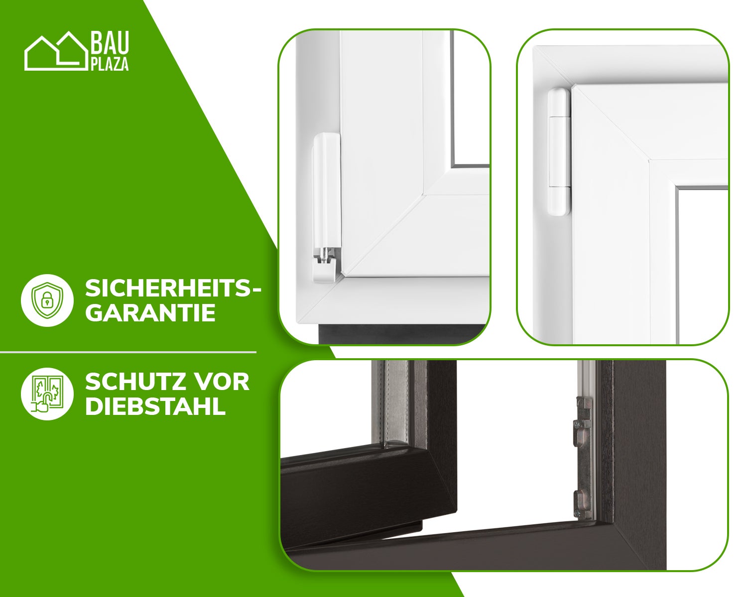 Janela PVC BauPlaza 55 x 115 cm (Largura x Altura) Oscilobatente Abertura Direita – Antracite Exterior / Branco Interior – Vidro Duplo - 9