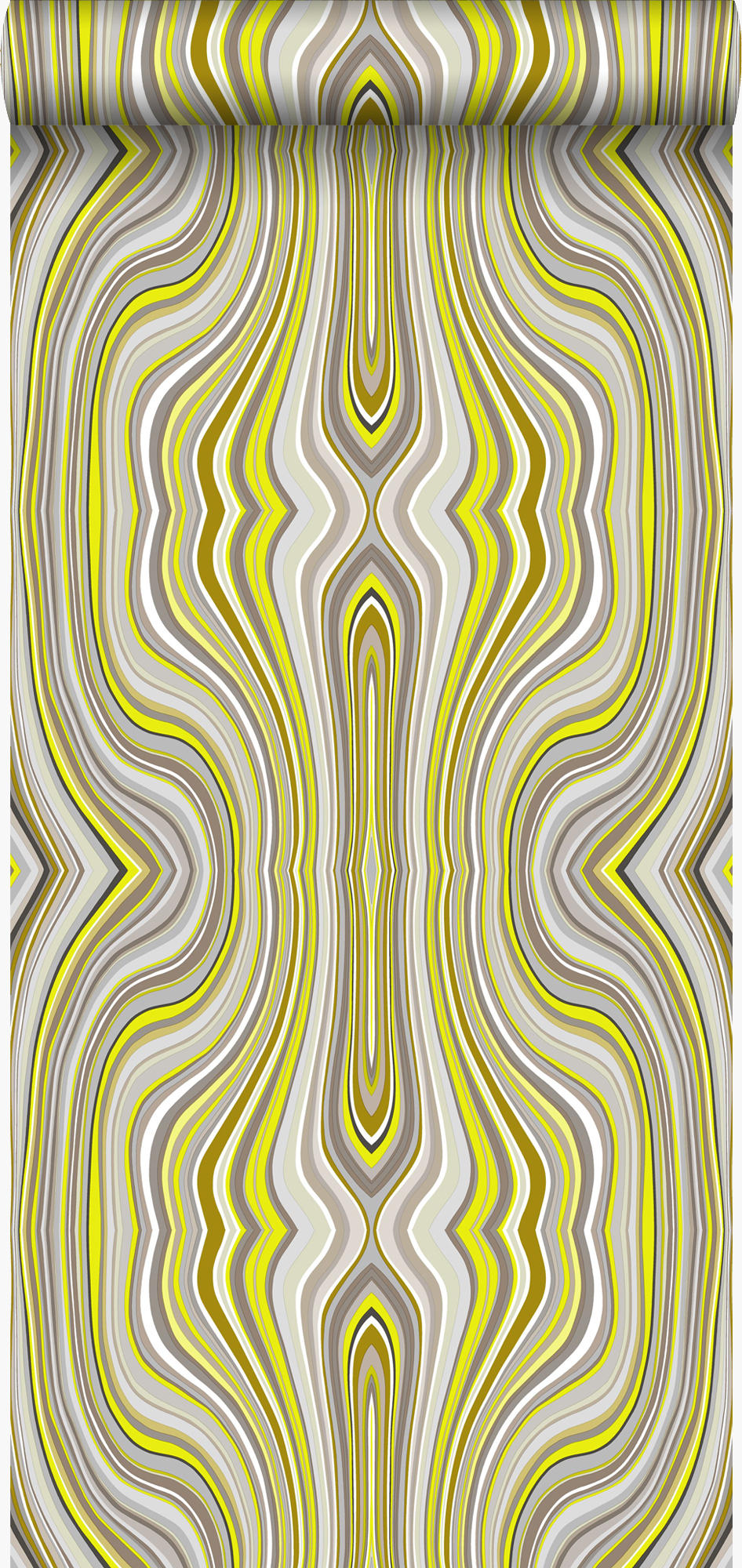 Papel pintado líneas gráficas amarillo ocre - 53 cm x 10,05 m - origin wallcoverings