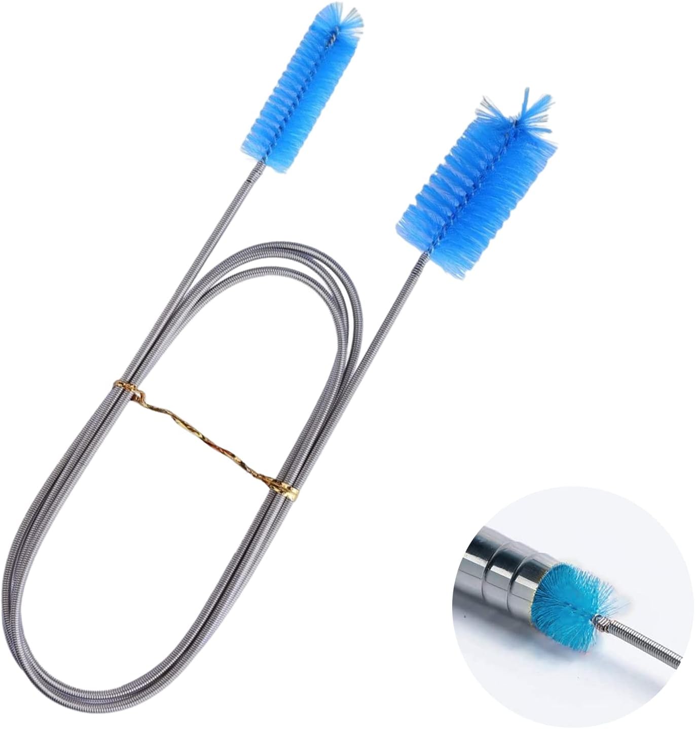 Thinp 2 Pieces Flexible Drain Brush, 160cm Stainless Steel Tube Cleaning Brush Long Pipe Cleaner