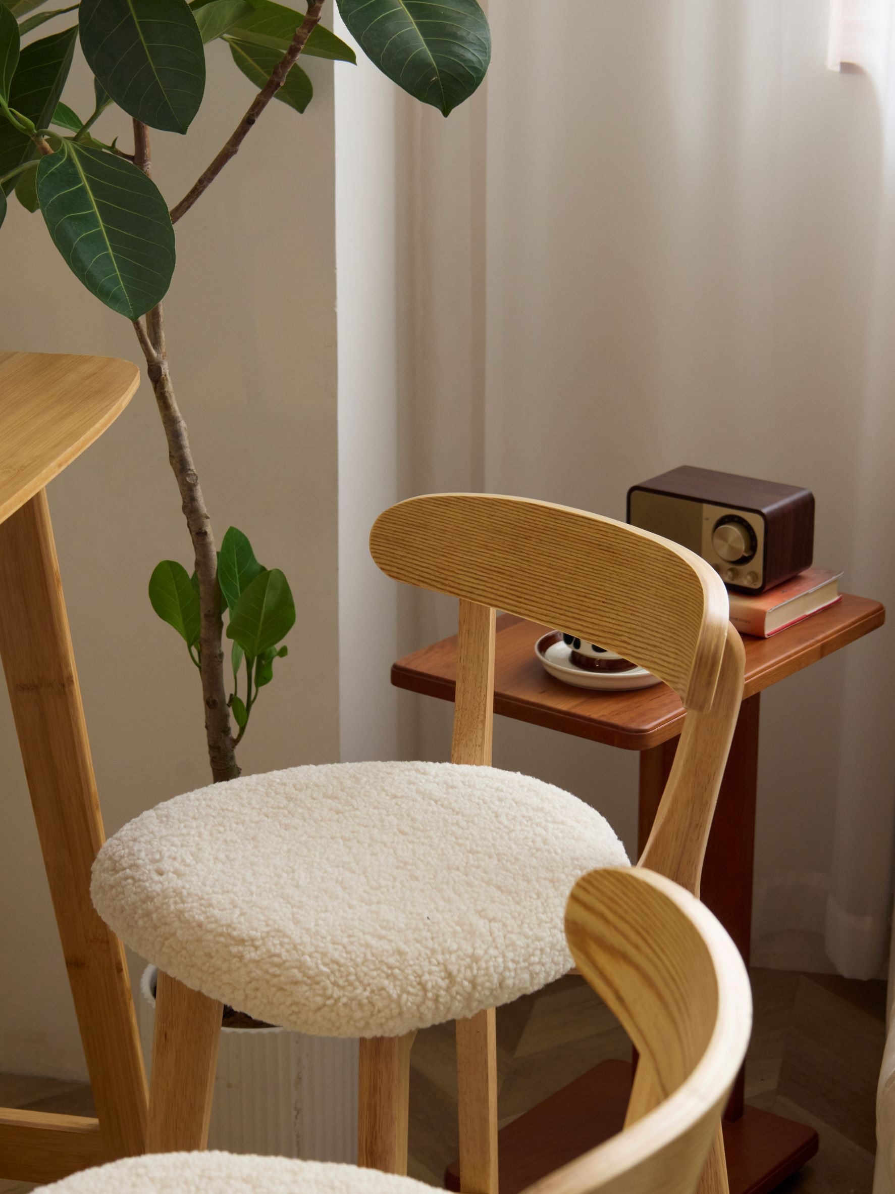 Nordlys - Lot de 2 Tabourets de Bar Metal Bois Scandinaves Bouclettes Blanc - 4