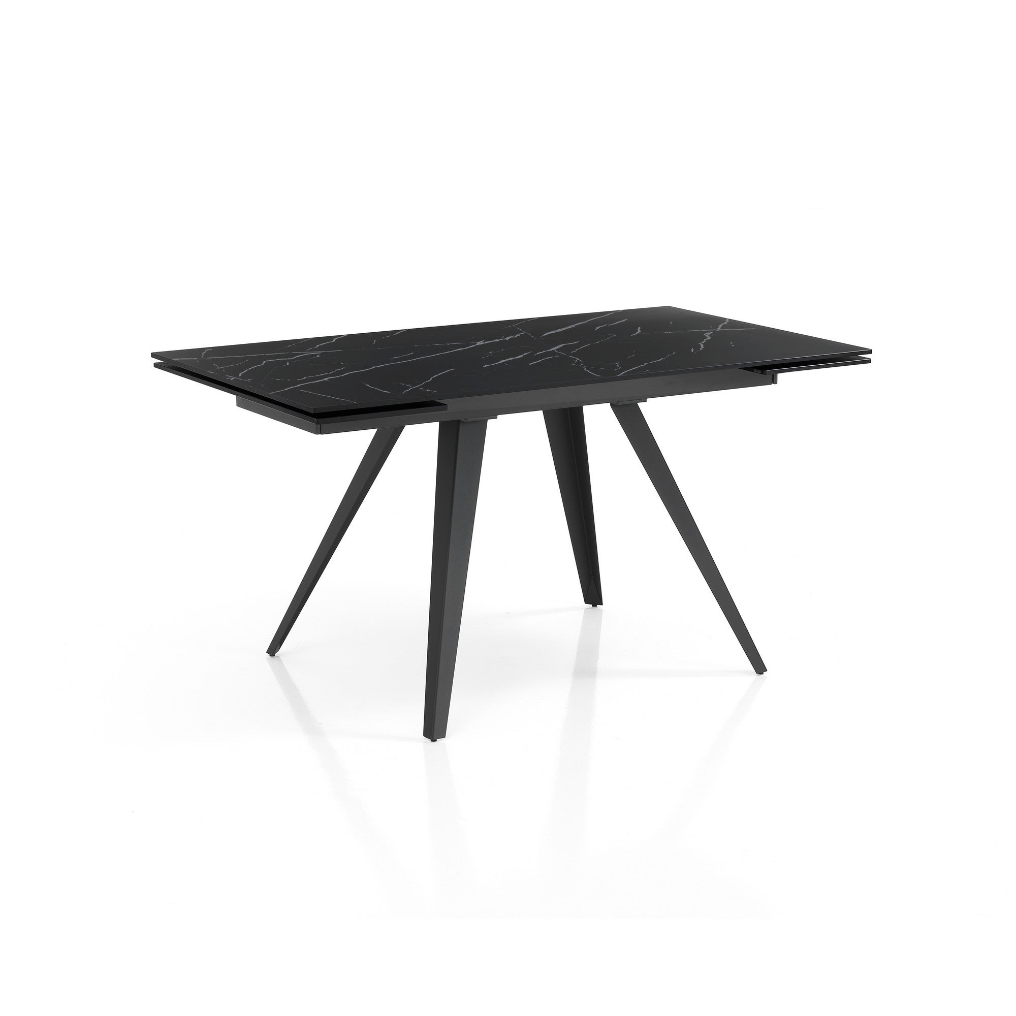 Stół rozkładany EKA BLACK MARBLE – stal szara, ceramika Black Marble, wys. 75 cm, szer. 140/200 cm, 6/8 miejsc, do jadalni