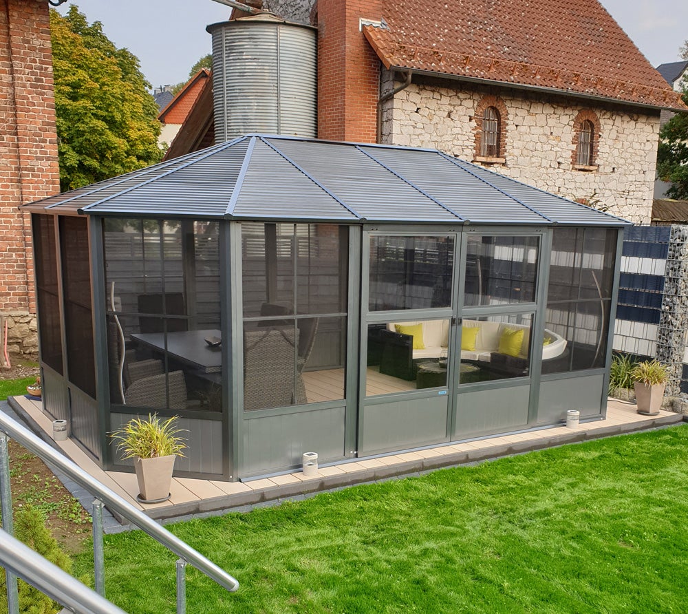 Sojag Alu Pavillon & Jardin d'hiver froid Charleston 1218 | Pavillon Hardtop | Anthracite | 384x594x281 cm - 3
