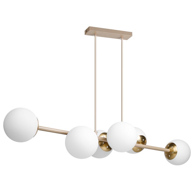 Lampa sufitowa wisząca Bali 6x LED E27 szklane kule żyrandol 90cm loft beżowa kaszmir MasterLED