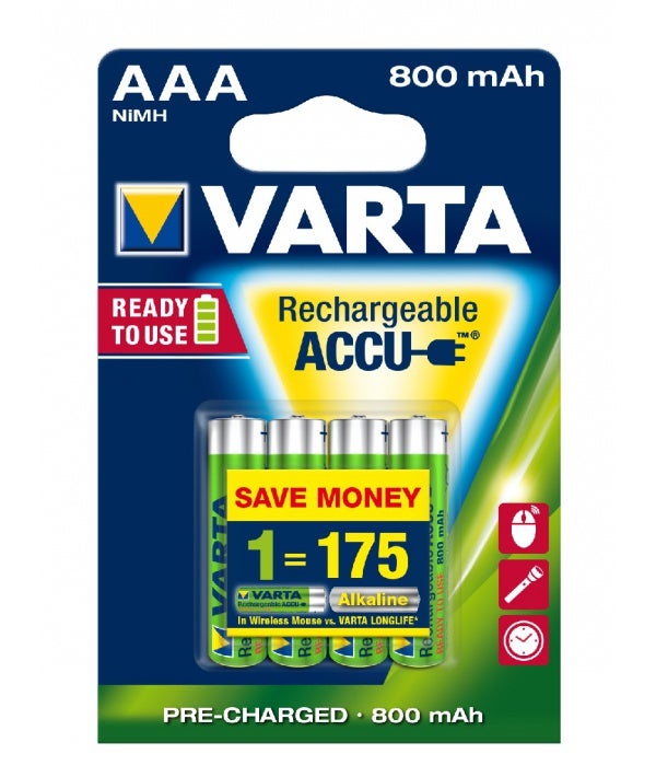 4 Piles LR03 VARTA AAA Accu Power Rechargeables 800mAh - 6