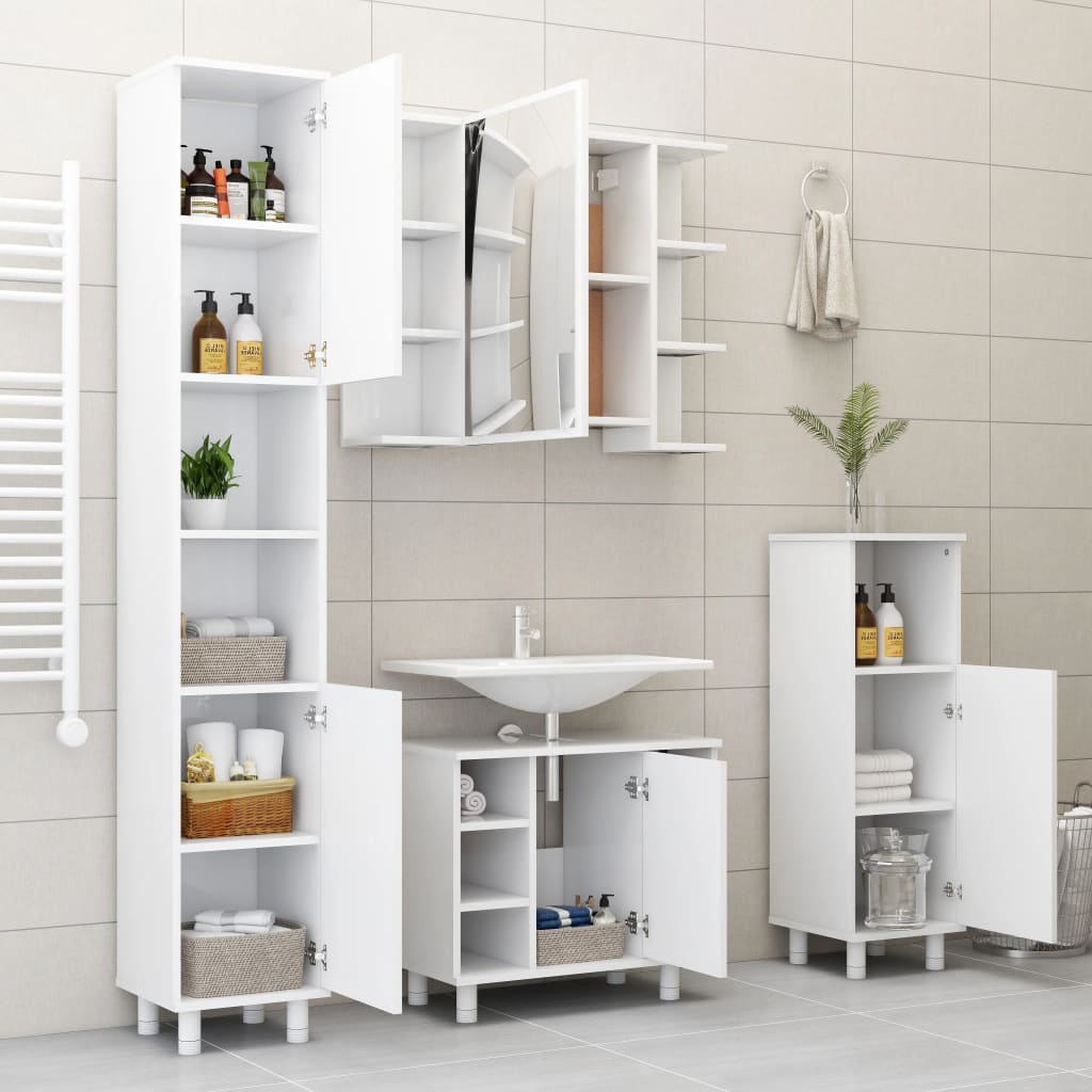 Armoire de salle de bain Blanc 30x30x95 cm Bois d ingénierie - 9