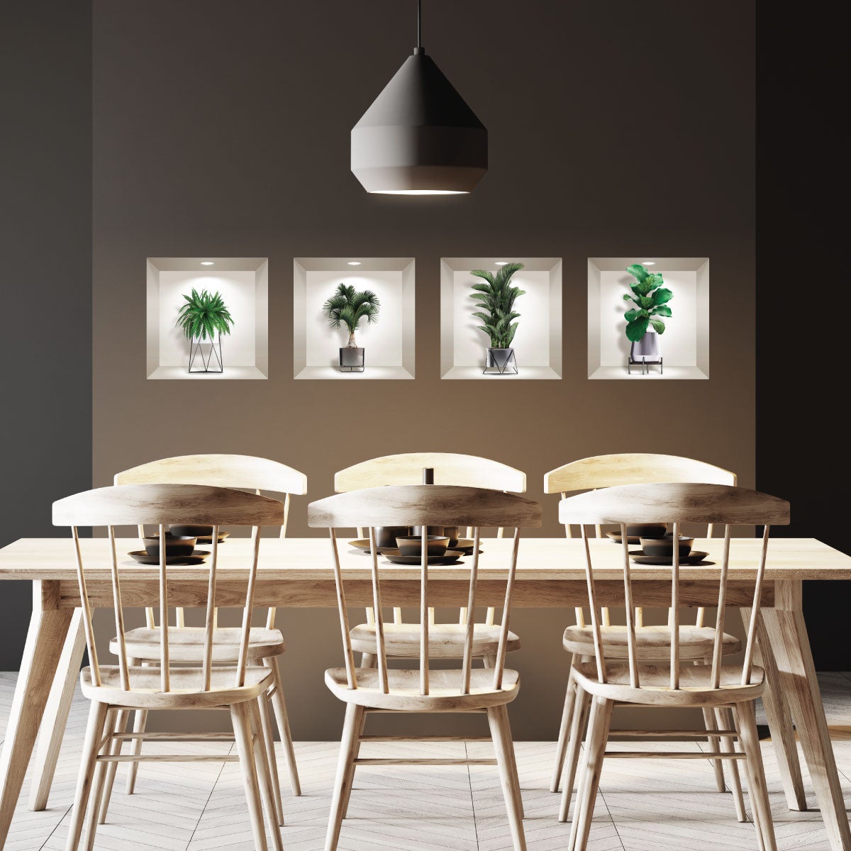 Adesivo 3D progettazione di piante da interno - Sticker adesivo - adesivi murali - 80x80cm - 3