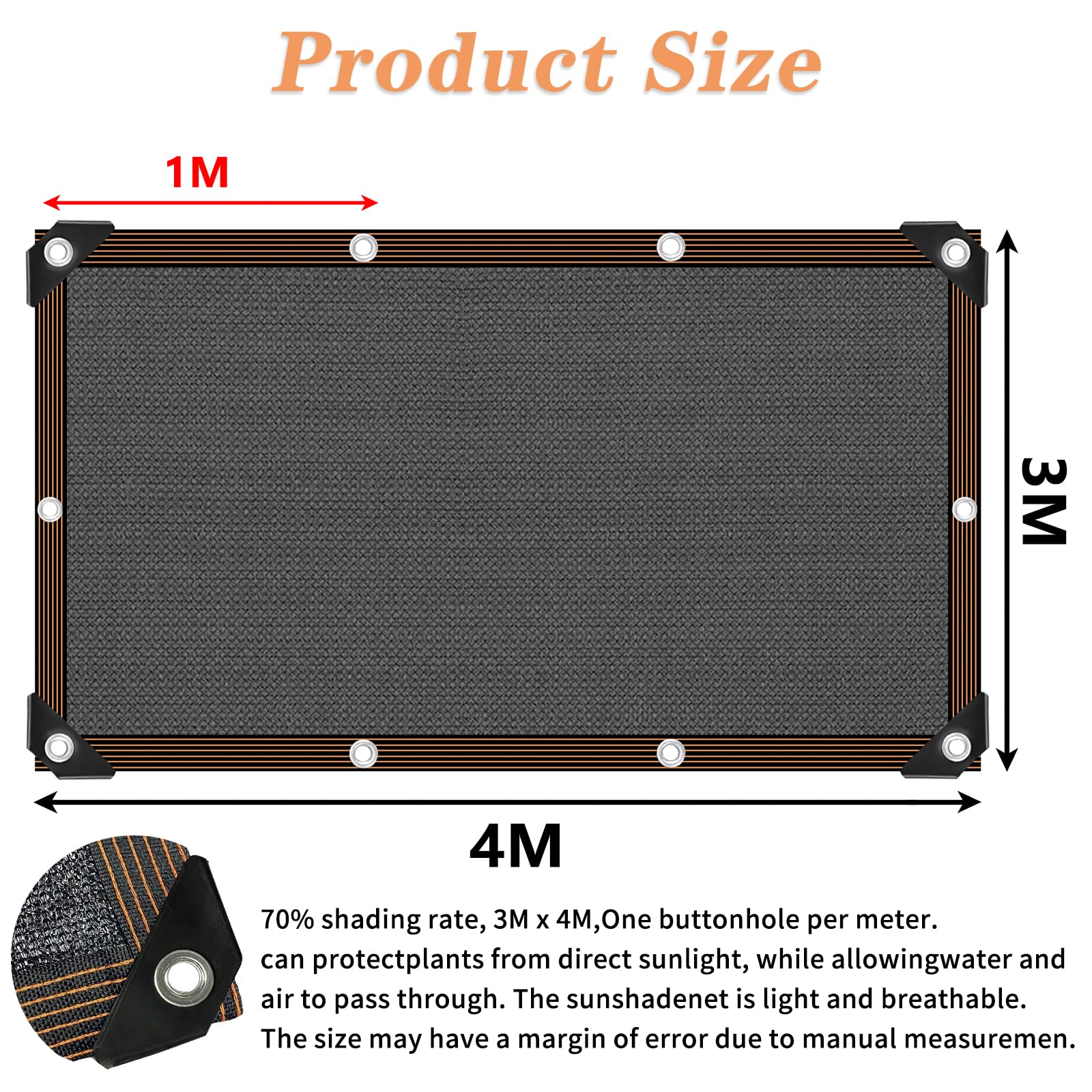 Filet d’ombrage extérieur 3×4 m,tissu 50% ombrage,protection UV pour pergola,terrasse,serre,poulailler et plantes,résistant et facile à installer - 2