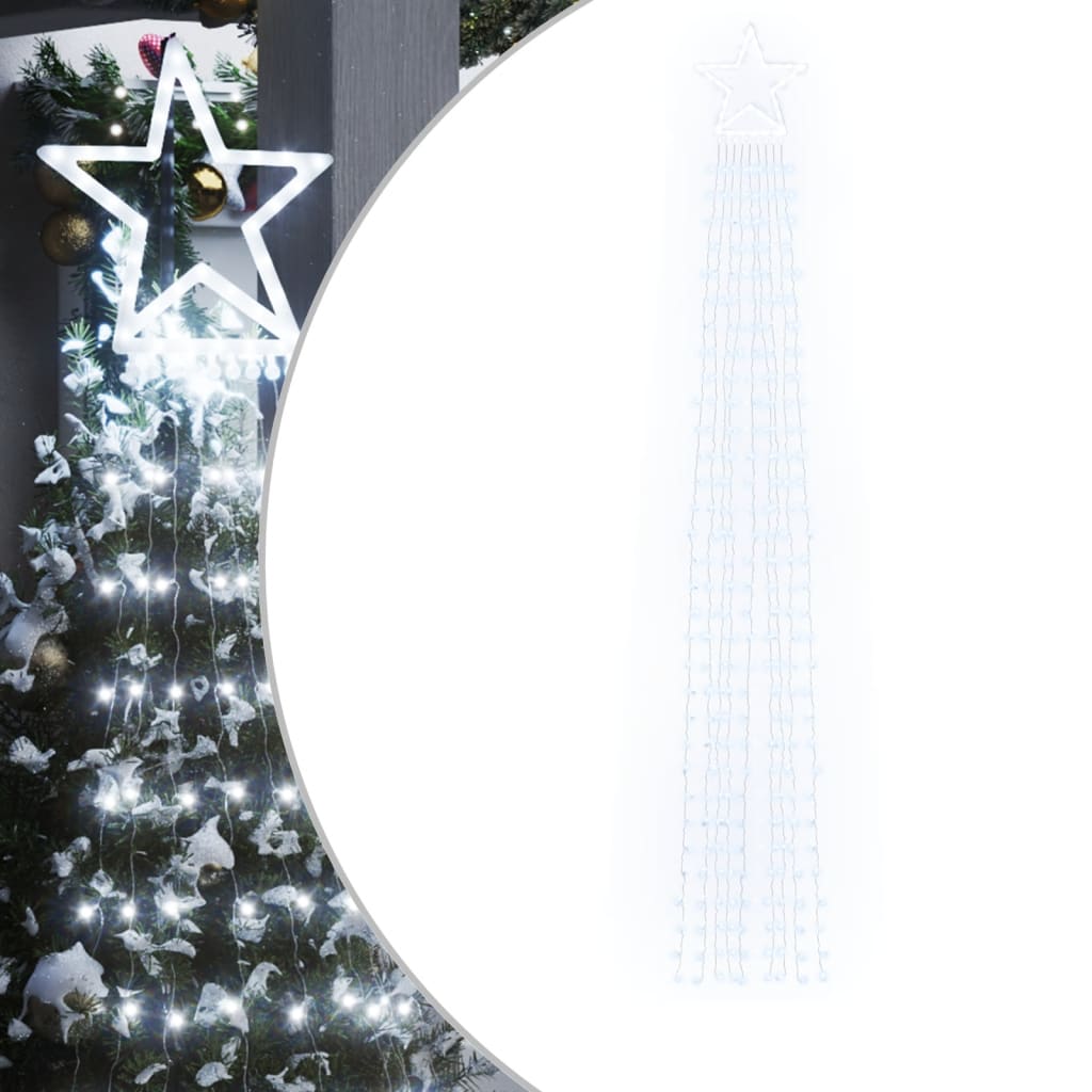 HELESIN 1,8M Albero Natale Esterno con 250 LED, 8 modalità, timer, impermeabile, illuminazione natalizia, per giardino, balcone, decorazione natalizia, per esterni, bianco caldo