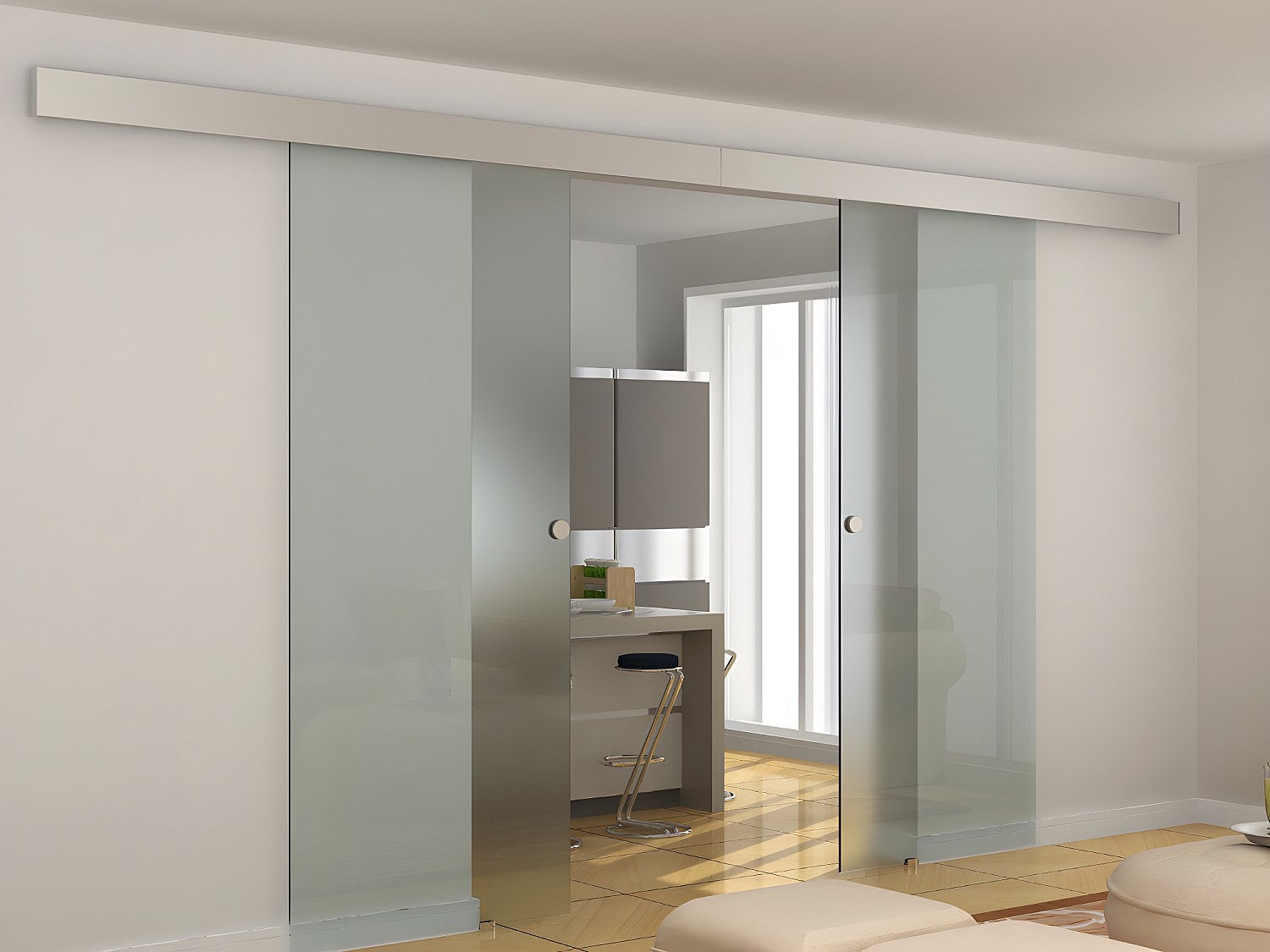 Doppia porta scorrevole - 2 x H205 x L83 cm - Vetro temperato - ALINA - 4