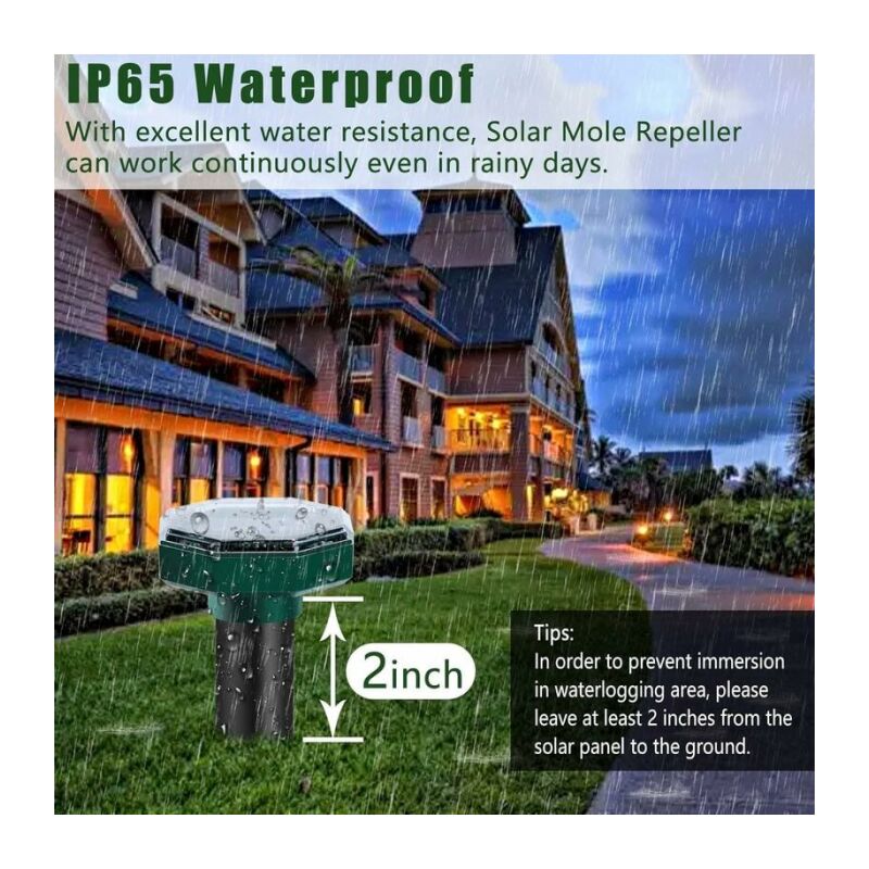 8 peças anti Toupeira Ultrassom Solar, Repulsivo de Toupeira Ultrassom Solar com IP65 Impermeável, Utilizável em Jardins, Terraços e Relvados - 3