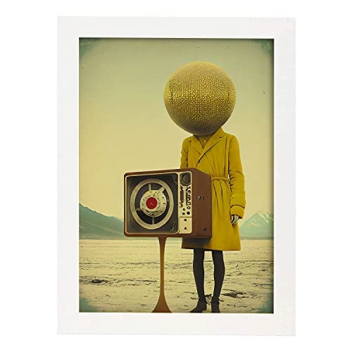 Nacnic Poster Cabeza Micrófono En Estilo Surrealismo Cinematográfico Ilustraciones Y Grabados De Historieta Abstracta Para A3 Marcos Blanco - 5