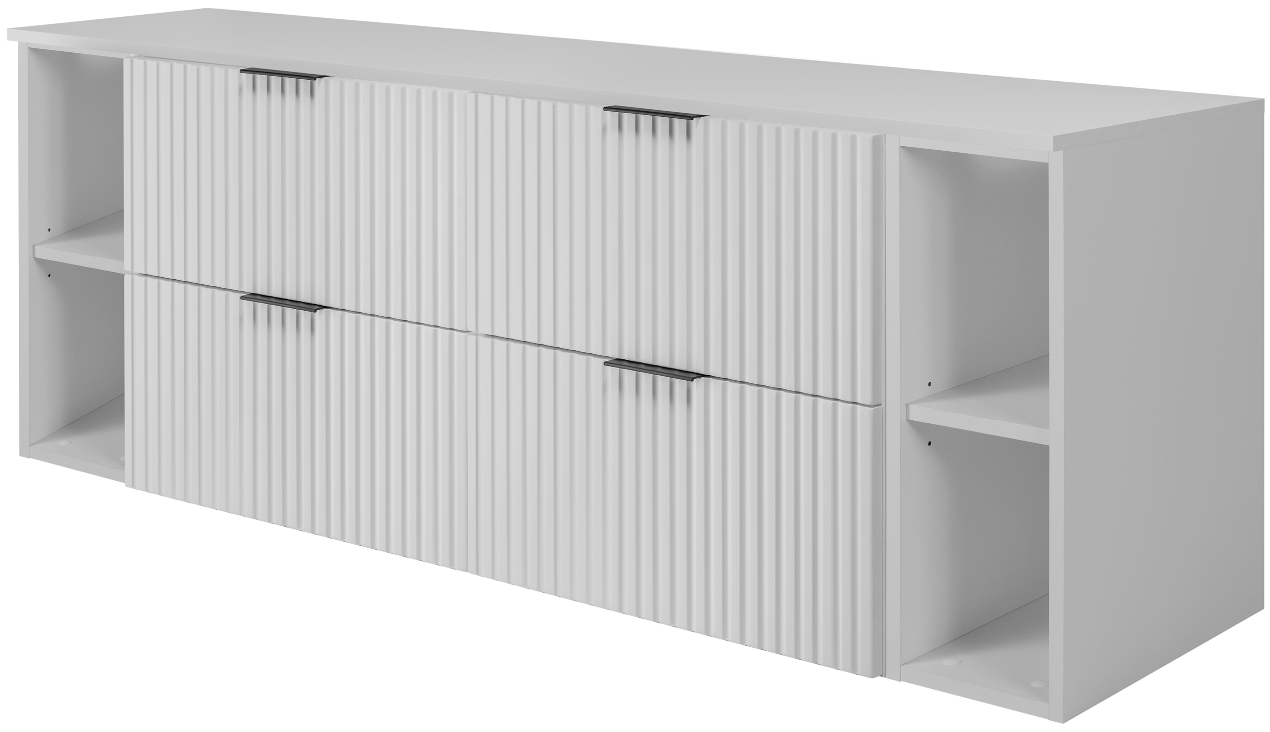 Zestaw łazienkowy FLOW 160 cm biały z białymi regałami blat w zestawie