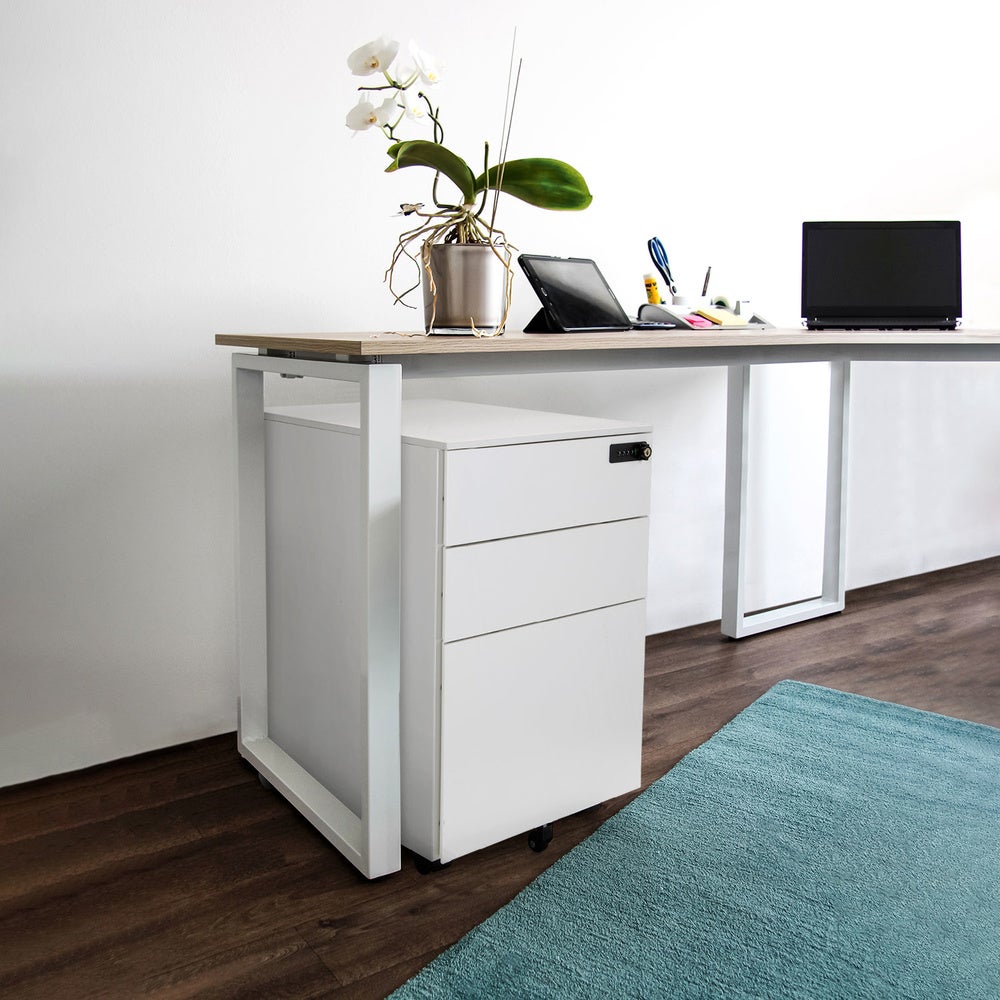 Cassettiera su ruote COLOR OS I Acciaio bianco con combinazione numerica hjh OFFICE - 3