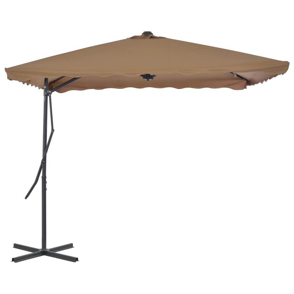 Parasol d'extérieur déporté avec poteau en acier 250x250 Taupe - 4