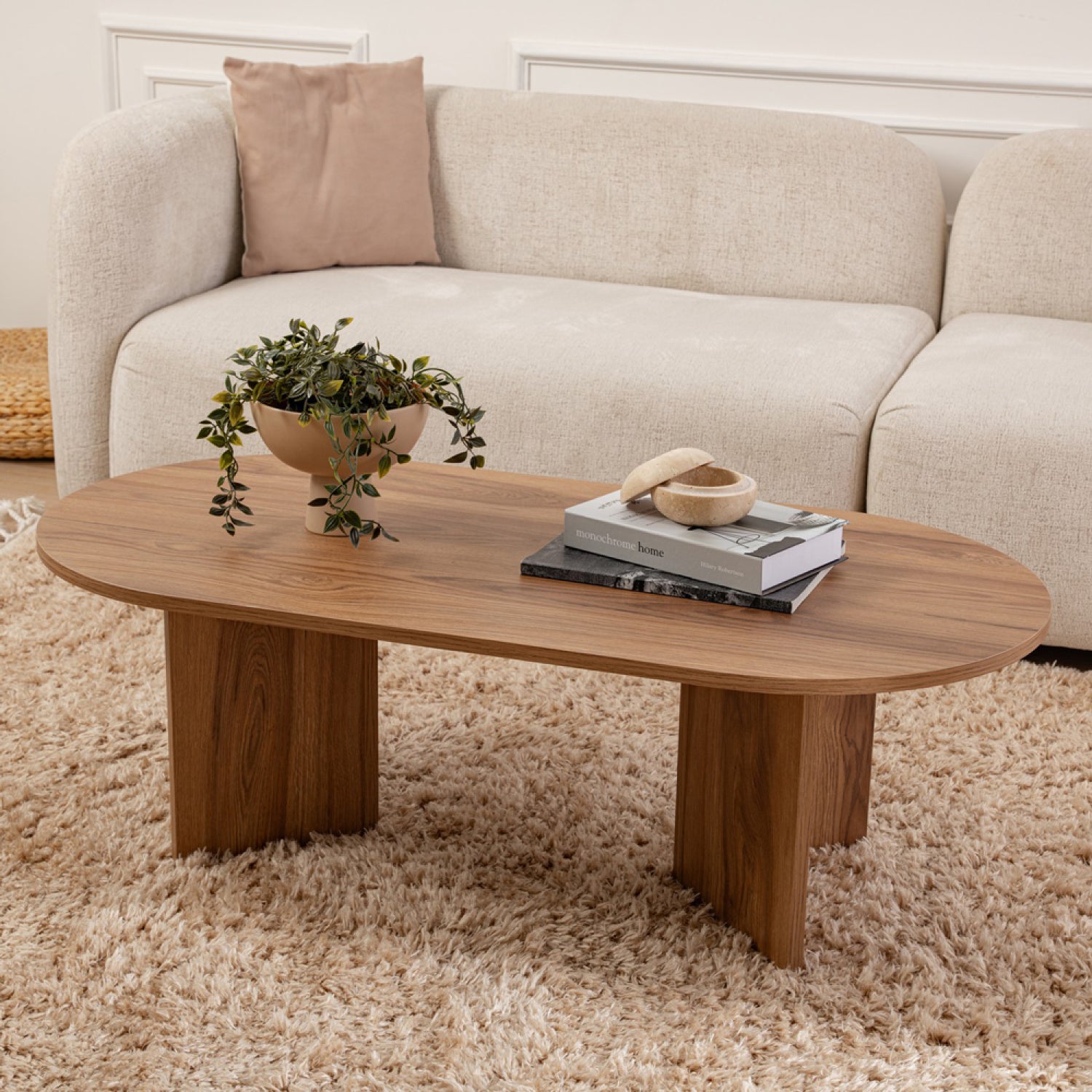 Table basse design ovale bois 120cm RAAV - 4