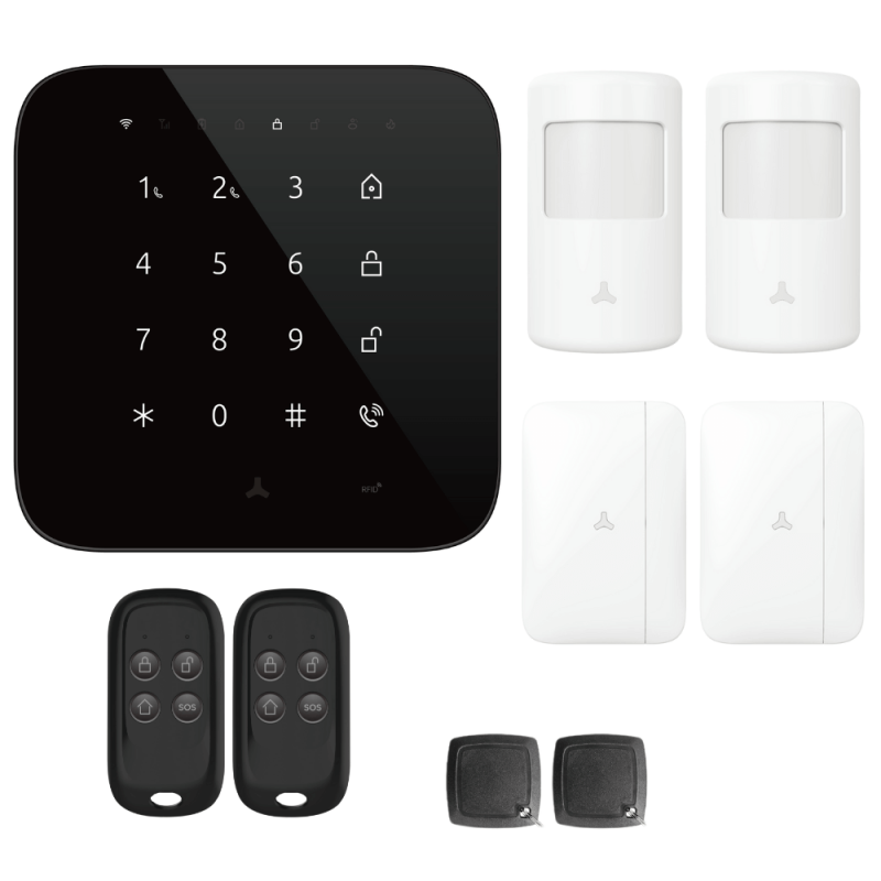 Alarme maison GSM sans fil - Centrale 4G + 2x PIR + 2x ouvertures et sirène extérieure (KP) |  - Ultra Secure France