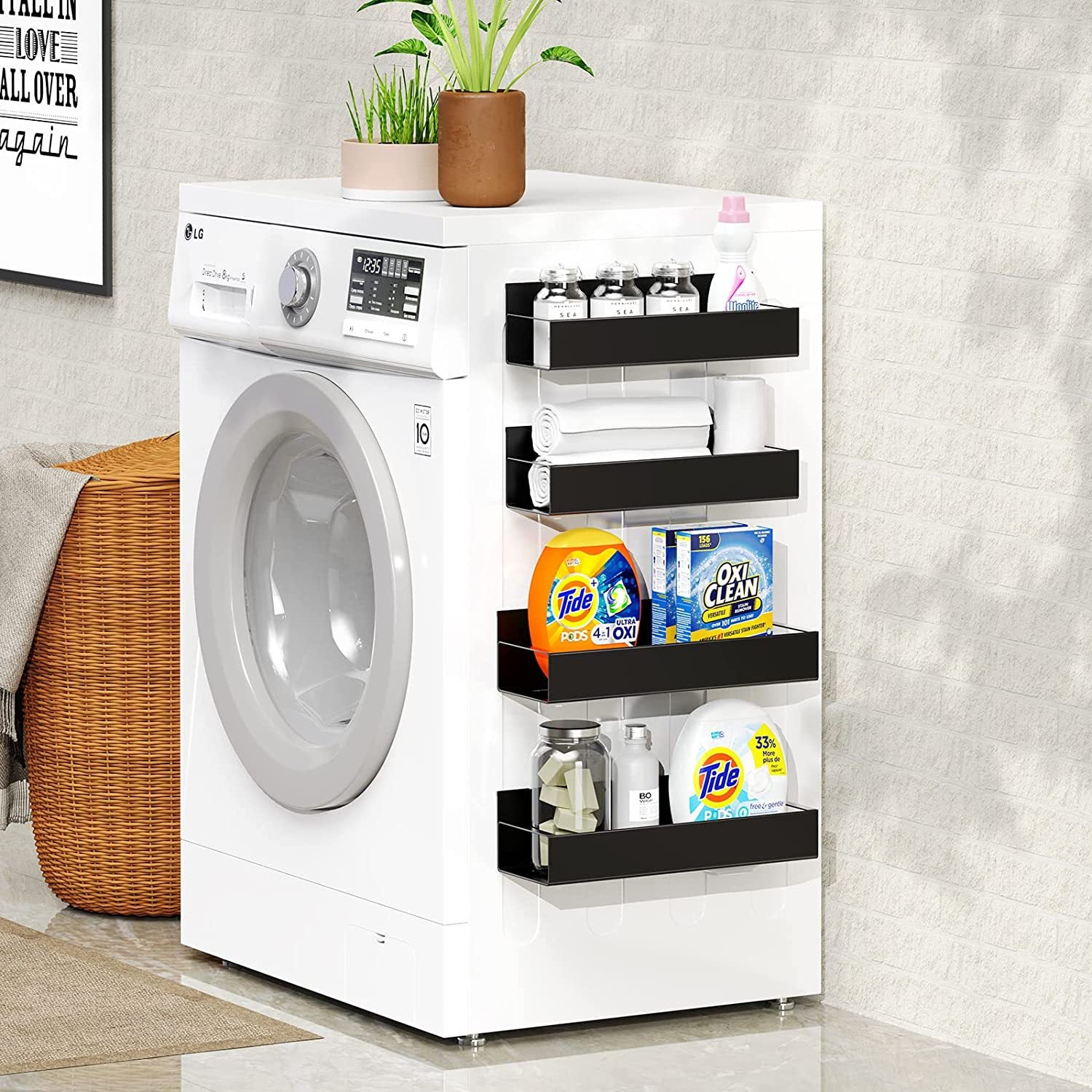 Estante magnético para almacenamiento de cocina, estante de almacenamiento lateral para refrigerador, estante de almacenamiento-27*8,5 cm negro - 5