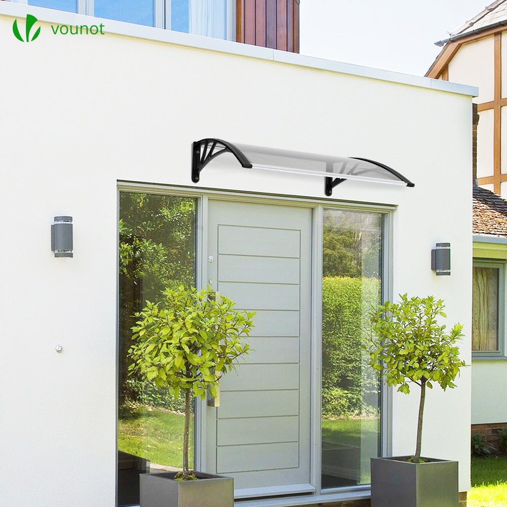 Auvent De Porte Invisible En Polycarbonate - Transparent, Incurvé, 40x250 Cm - Pour Porte D'entrée, Fenêtre, Abri Solaire