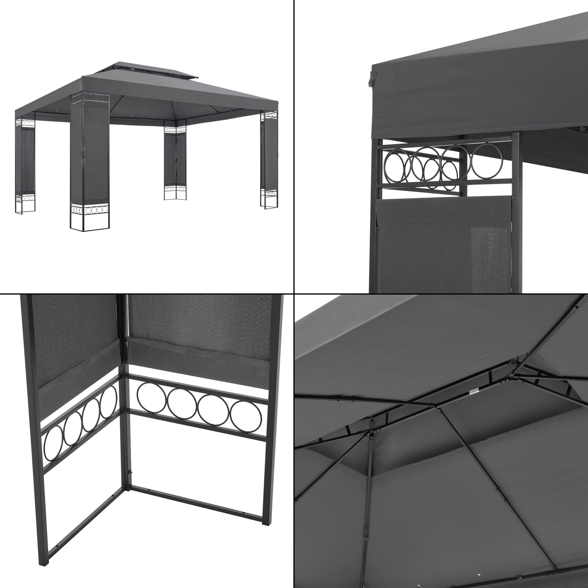 Padiglione Decorativo 'Lanciano' 400 x 300 x 265 cm Gazebo per Eventi - Grigio Scuro [en.casa] - 5