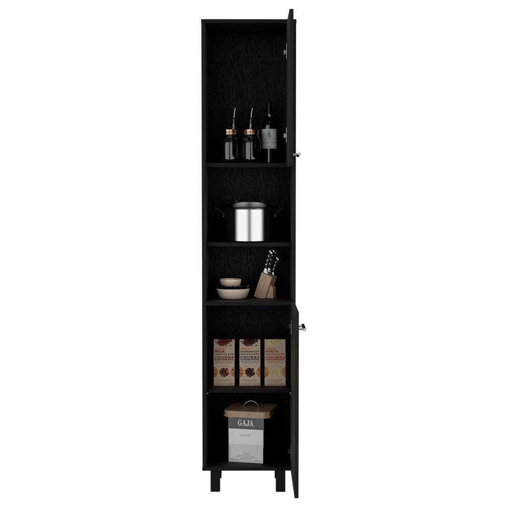 Despensa de cocina Hobart en melamina con 2 puertas y 5 estantes , 202 X 40 X 34.5 cm , Negro - 6