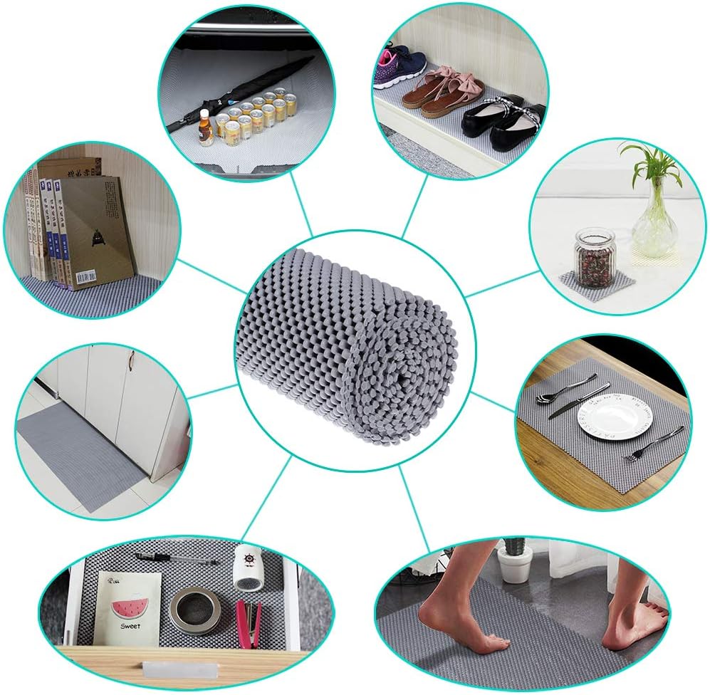 Alfombra antideslizante multiusos - Alfombra antideslizante de PVC - Base antideslizante para alfombra - Gris - 30 x 150 cm - 3