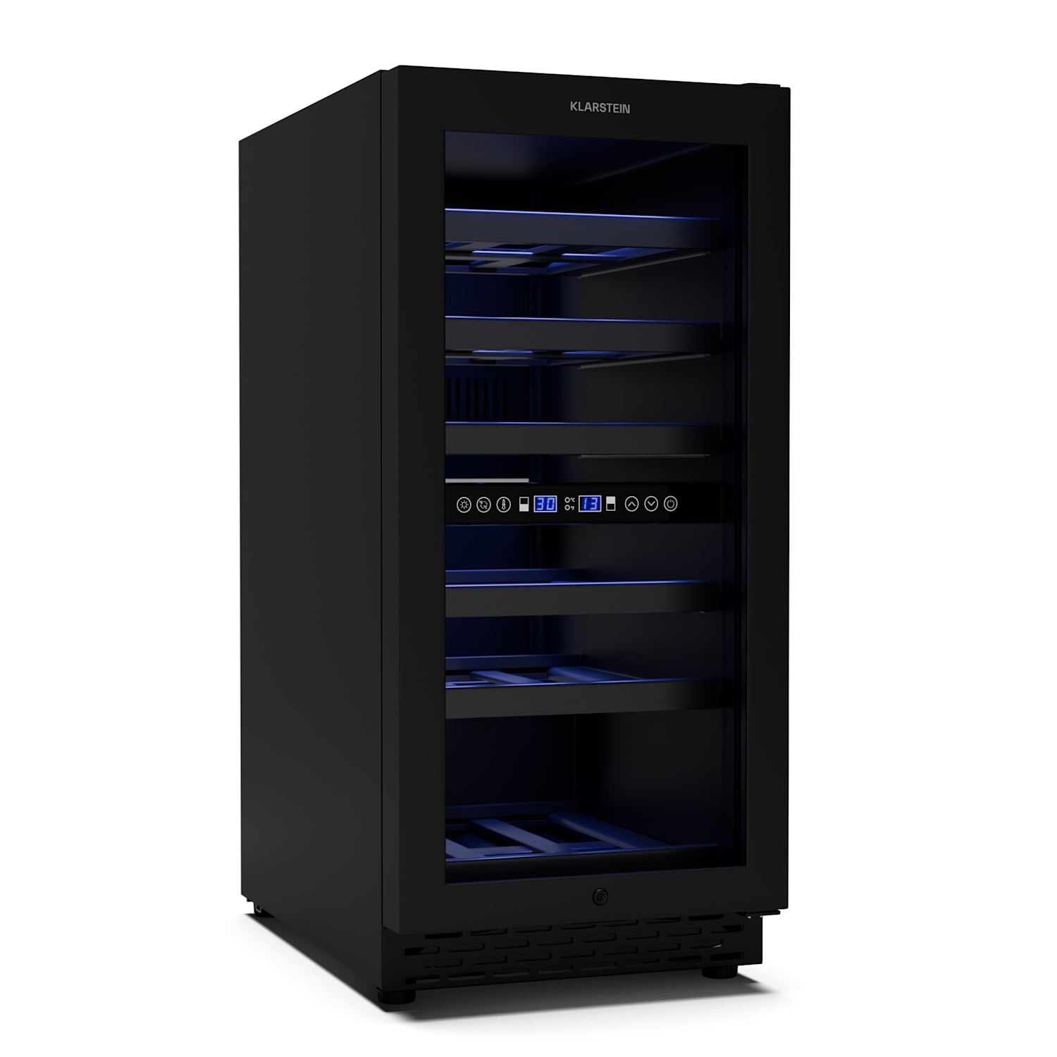 Klarstein Vinovilla 30 Duo Refrigerador De Vino, 2 Zonas De Enfriamiento, 32 Botellas, Estantes De Madera, 5-18 °C Negro , Leroy Merlin