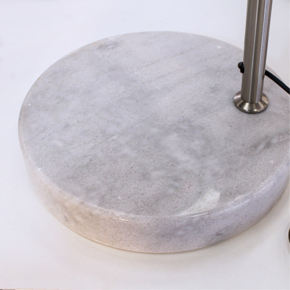 Lampada da terra Noova vintage ad arco in argento con base in marmo e paralume in metallo - 6