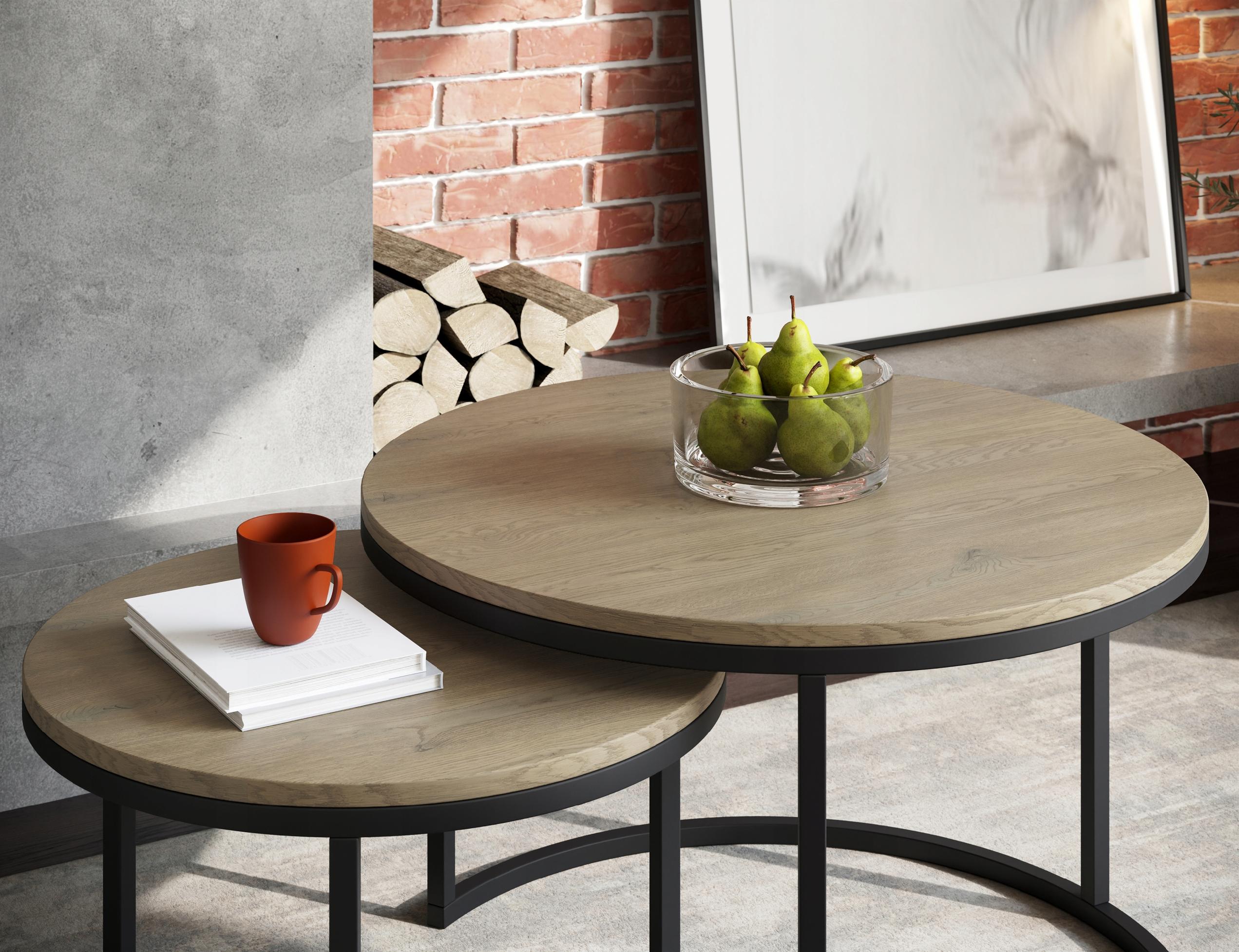 Stolik Kawowy CREMONA 2w1 Okrągły Zestaw JAPANDI BOHO Salon SOFT LOFT SET - 3