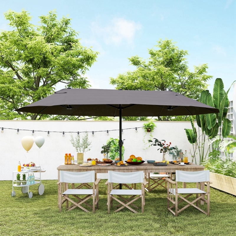 Parasol de jardin double 460 x 270 x 240 cm – Parasol anti-UV avec manivelle pour patio, terrasse et piscine – Gris - 4