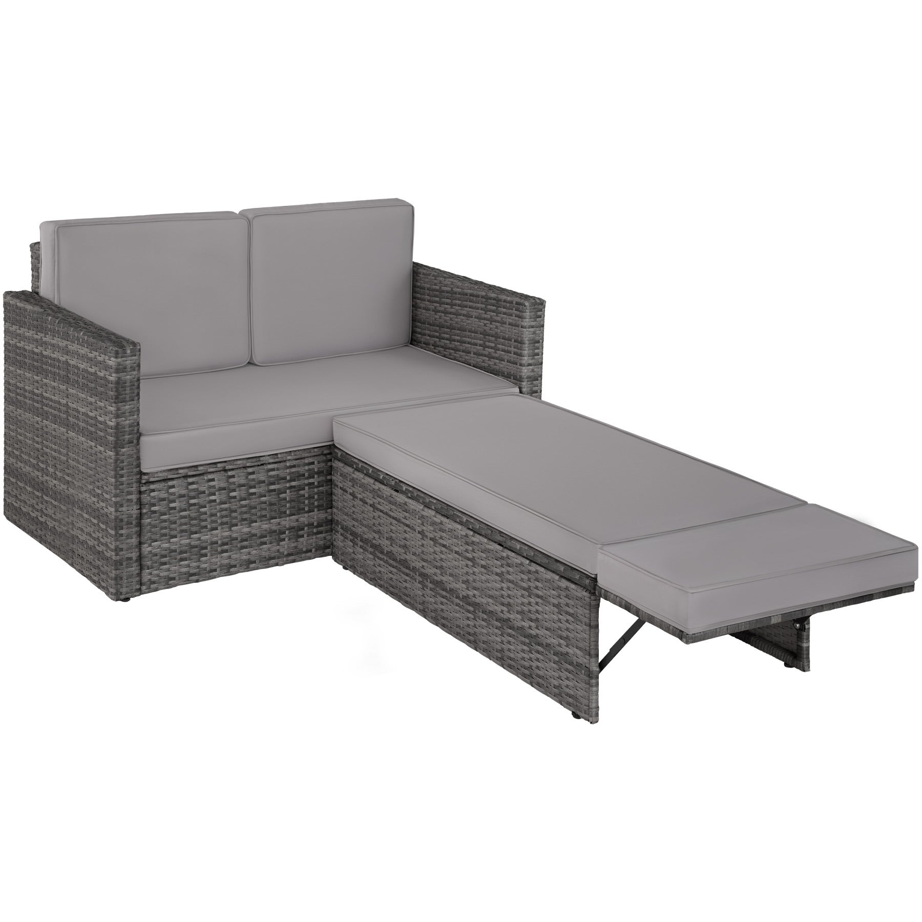 Divano da giardino Lounge in polietilene e acciaio 2 posti con poggiapiedi pieghevole TECTAKE - 4