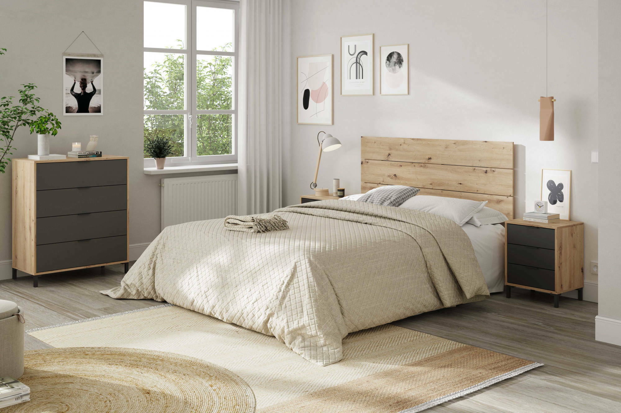 Comodino Martino Bianco Frassino - Moderno E Funzionale Per Camera Da Letto, Made In Italy