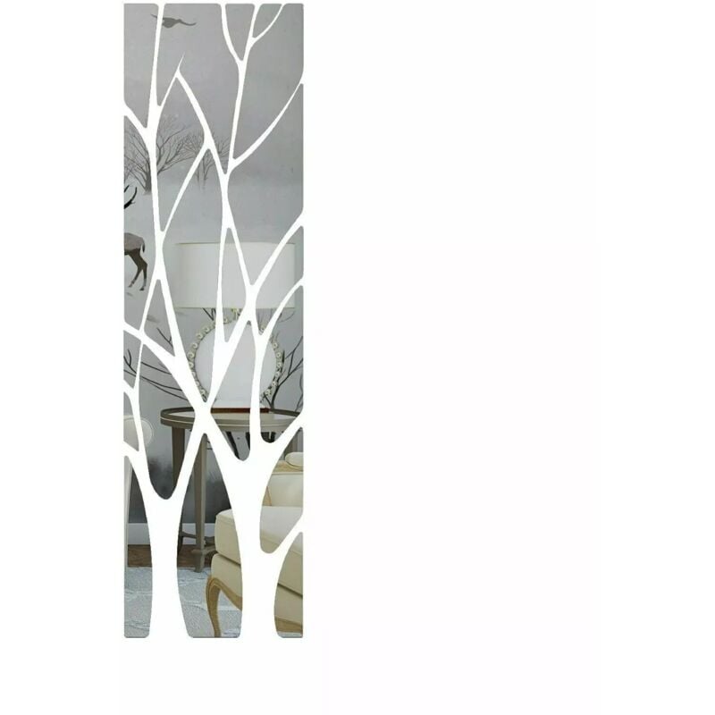 Miroir mural 3D en forme de branche d'arbre, idéal pour décorer un fond de télévision, un canapé, une chambre, etc. - 100 x 28 cm - 4