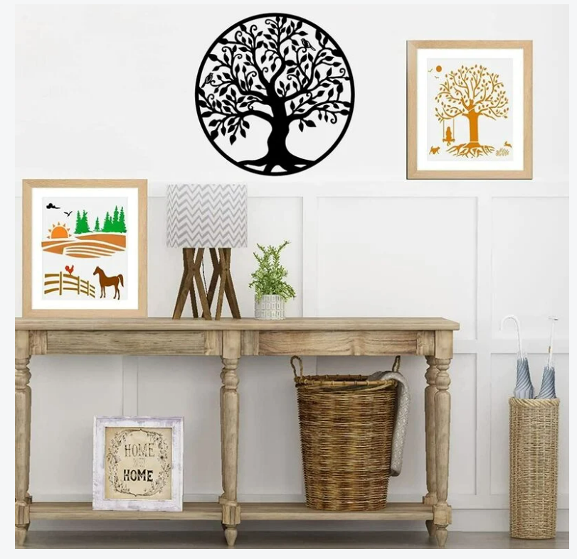 Décoration murale arbre de vie en métal, Art de Silhouette, cadeau d'intérieur, d'extérieur, décoration de jardin et de maison - 4