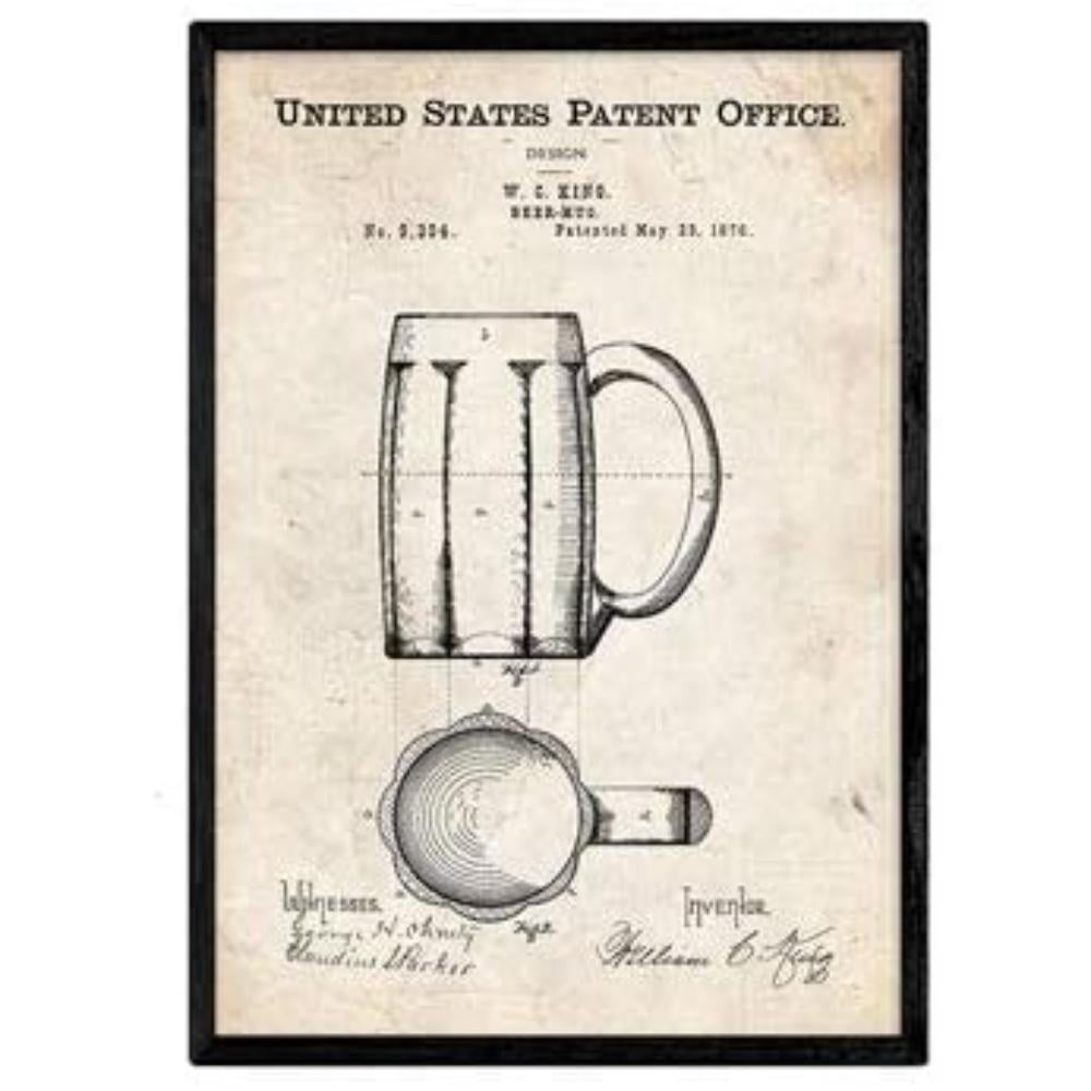 Brevet Affiche Avec Réfrigérateur De Bière. Fiche Avec L'Ancien Format