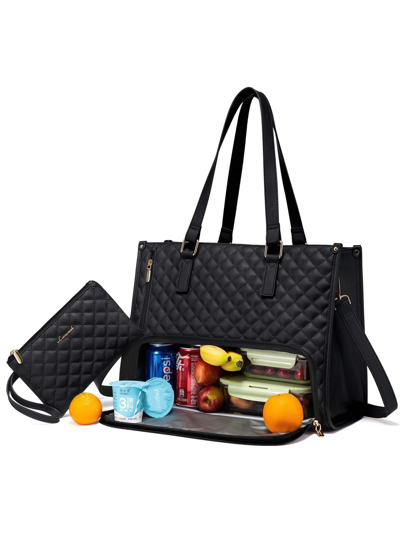 Sac Fourre-Tout 2-en-1 Ultra Pratique : Sac Ordinateur 15,6" + Compartiment Déjeuner Isotherme Étanché, Idéal Pour Le Bureau Ou Les Études