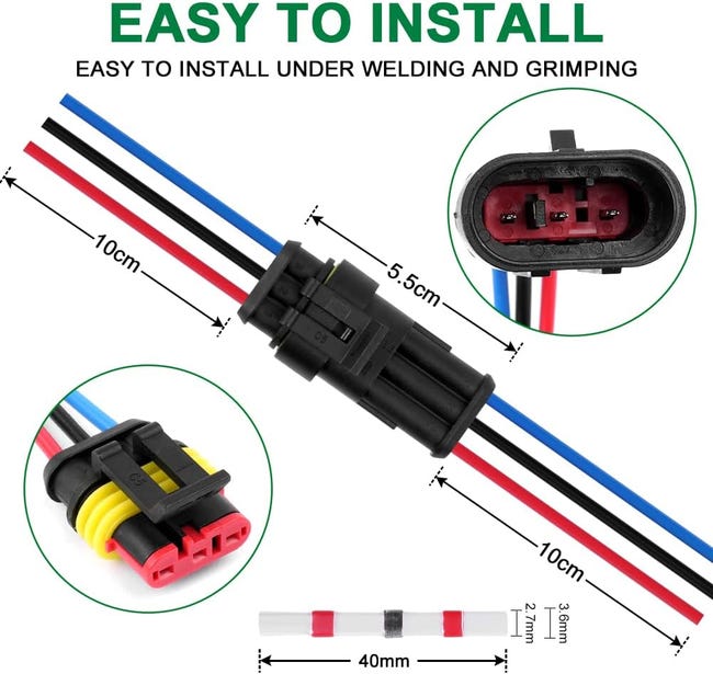 Lot De 5 Connecteurs étanches IP68 KLJ – 3 Broches – M16 – Pour Câble 3,5-10 Mm – 400V 17,5A