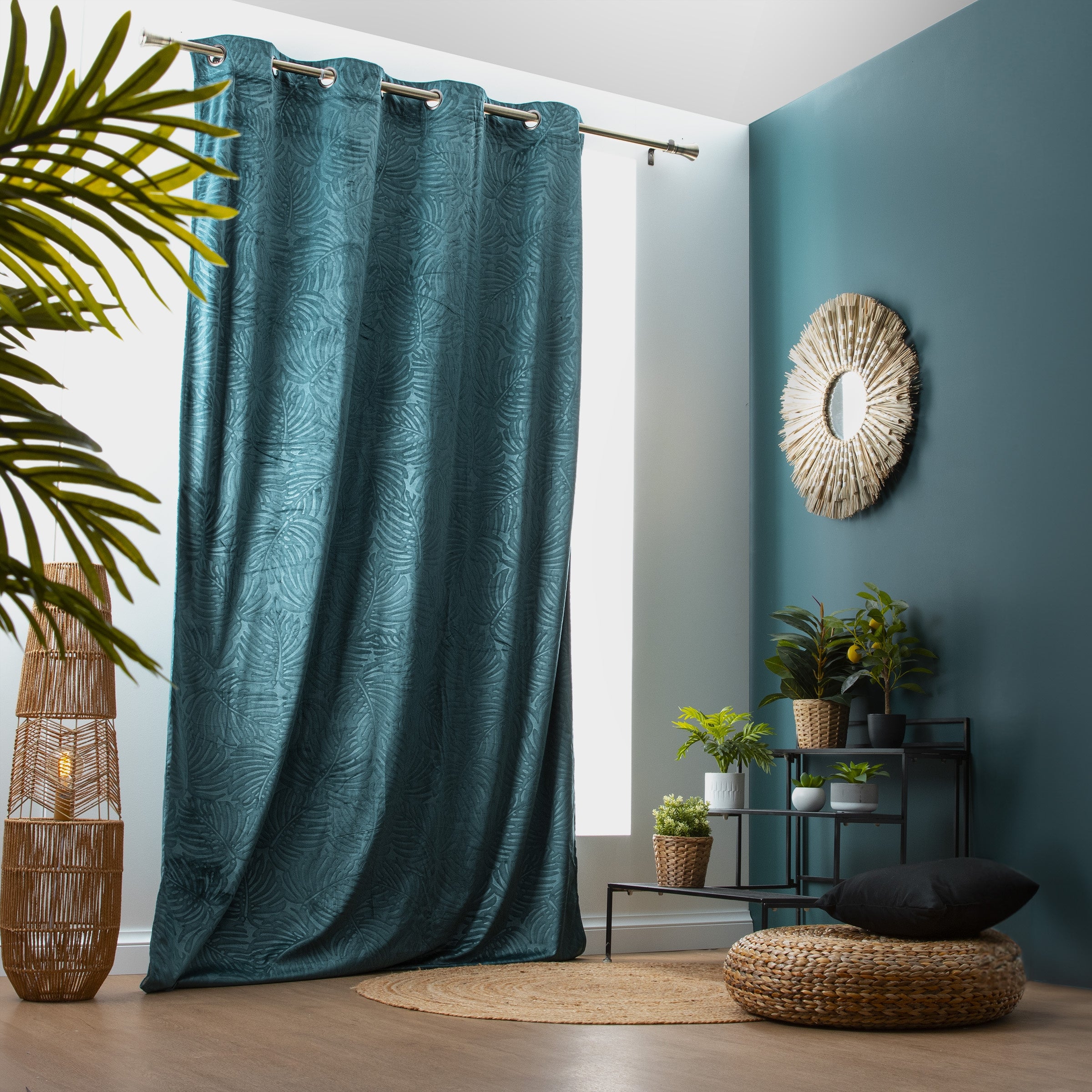 Lot de 2 rideaux occultants turquoise avec œillets, vue nuageuse et montagne, 213,4 cm de long, rideaux de fenêtre à isolation thermique pour salon/chambre à coucher (blanc, 106,7 x 213,4 cm