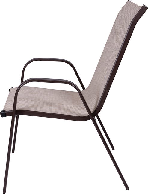 Set Di 6 Sedie Da Giardino Impilabili Amopatio - Schienale Alto, Textilene, Metallico, Nero - Foto 8