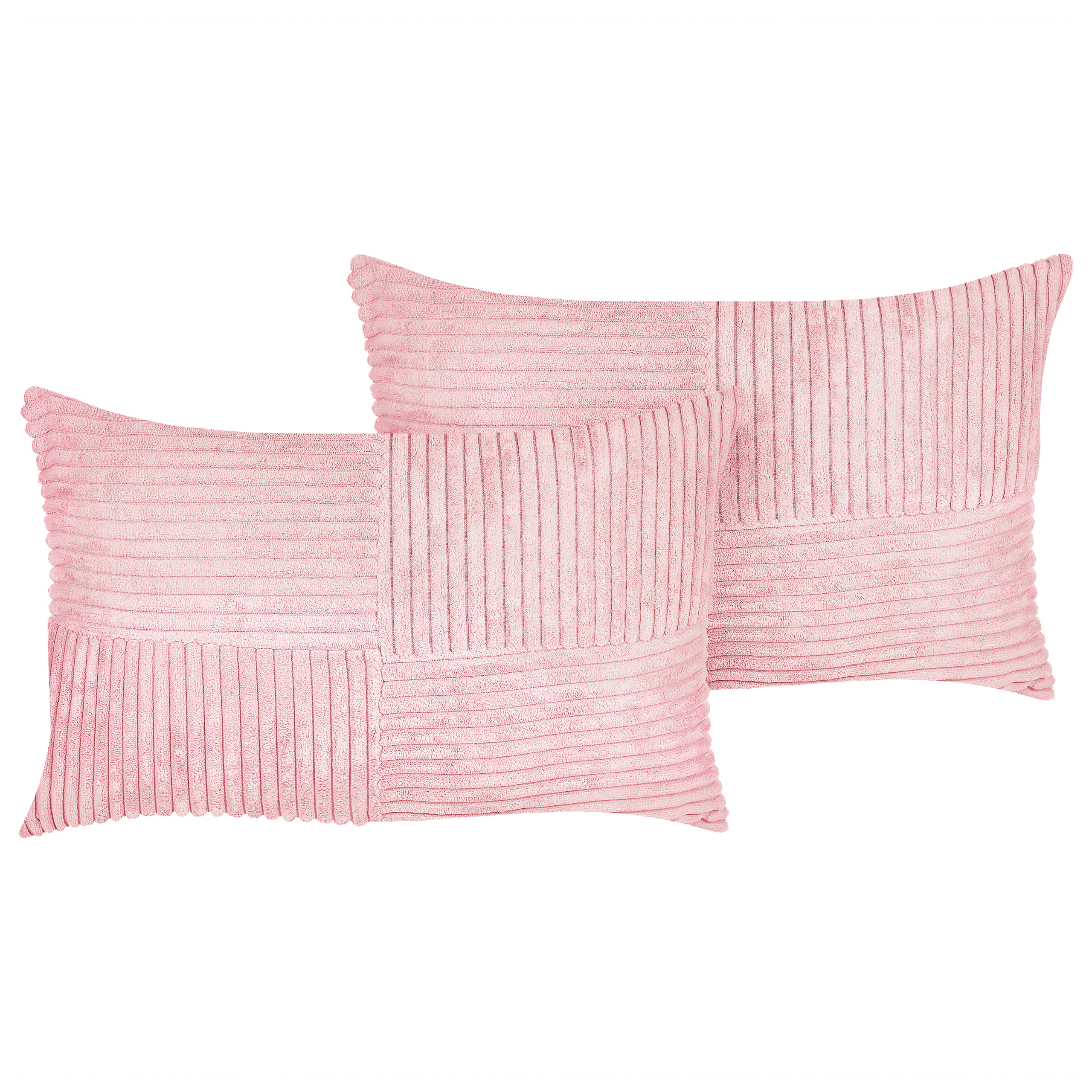 Beliani conjunto de 2 cojines decorativos millet pana 30 x 50 cm rosa patrón geométrico
