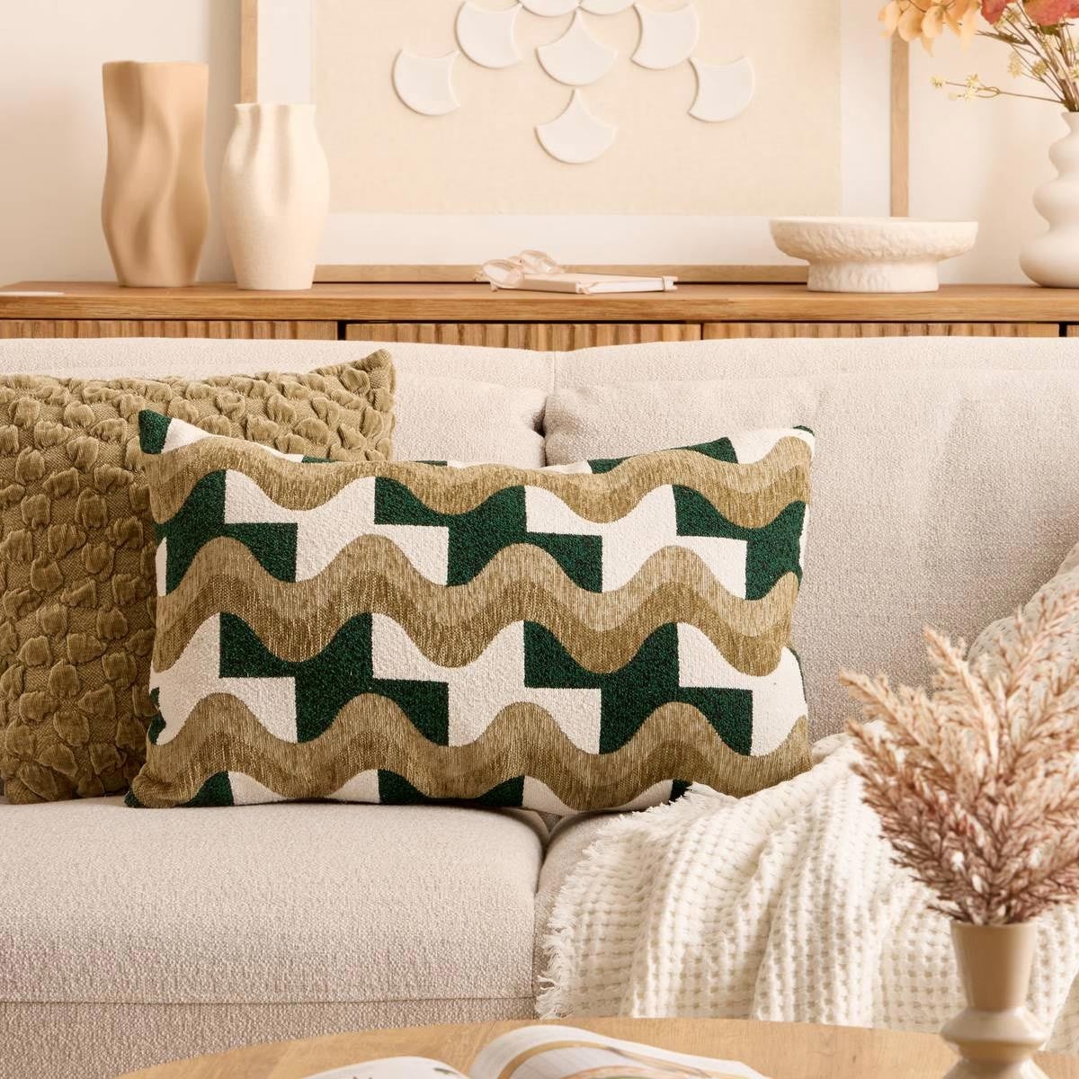 Coussin Floe vert Kaki 58x38cm - Atmosphera créateur d'intérieur - 5