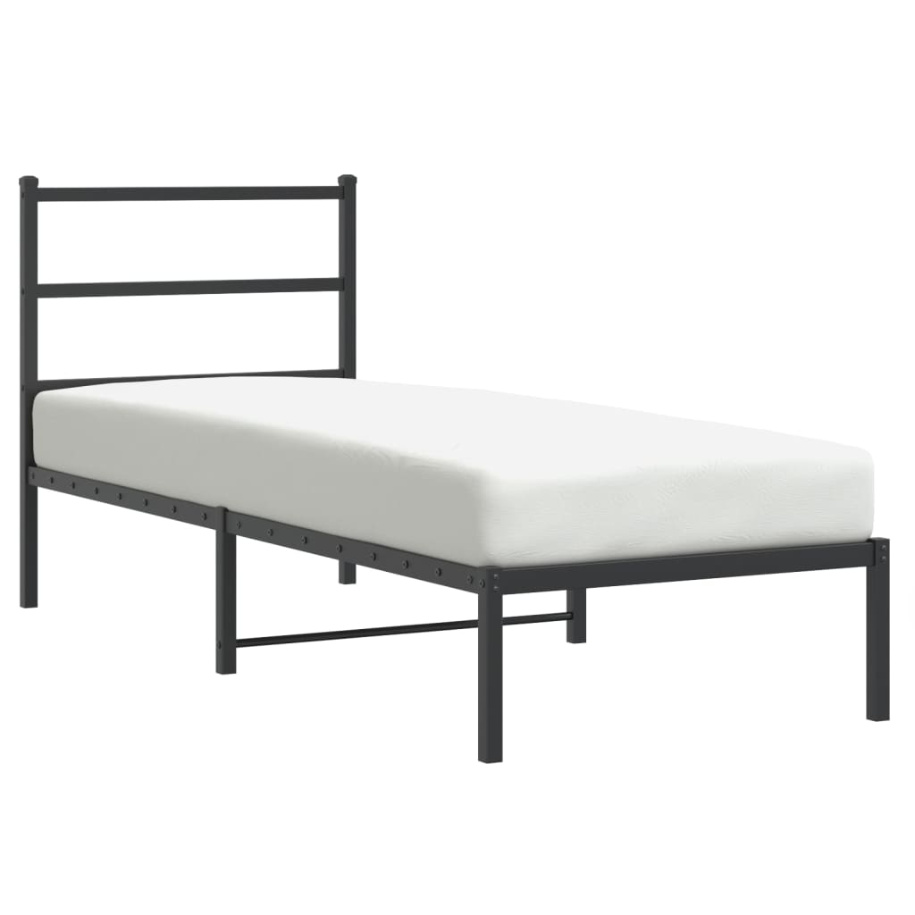 Łóżko Metalowe Czarne Rama Łóżka Ze Stelażem Do Sypialni Pokoju 80x200 cm