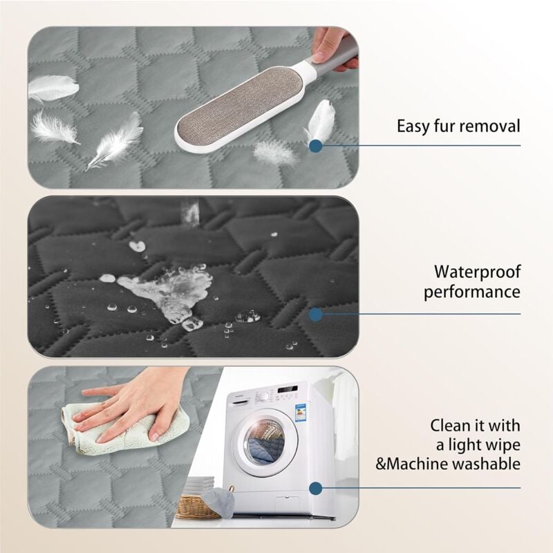 Couverture 100 % imperméable double face pour lit pour chien et chat – Couverture de protection réversible (130 x 200 cm, gris foncé/gris clair) - 4