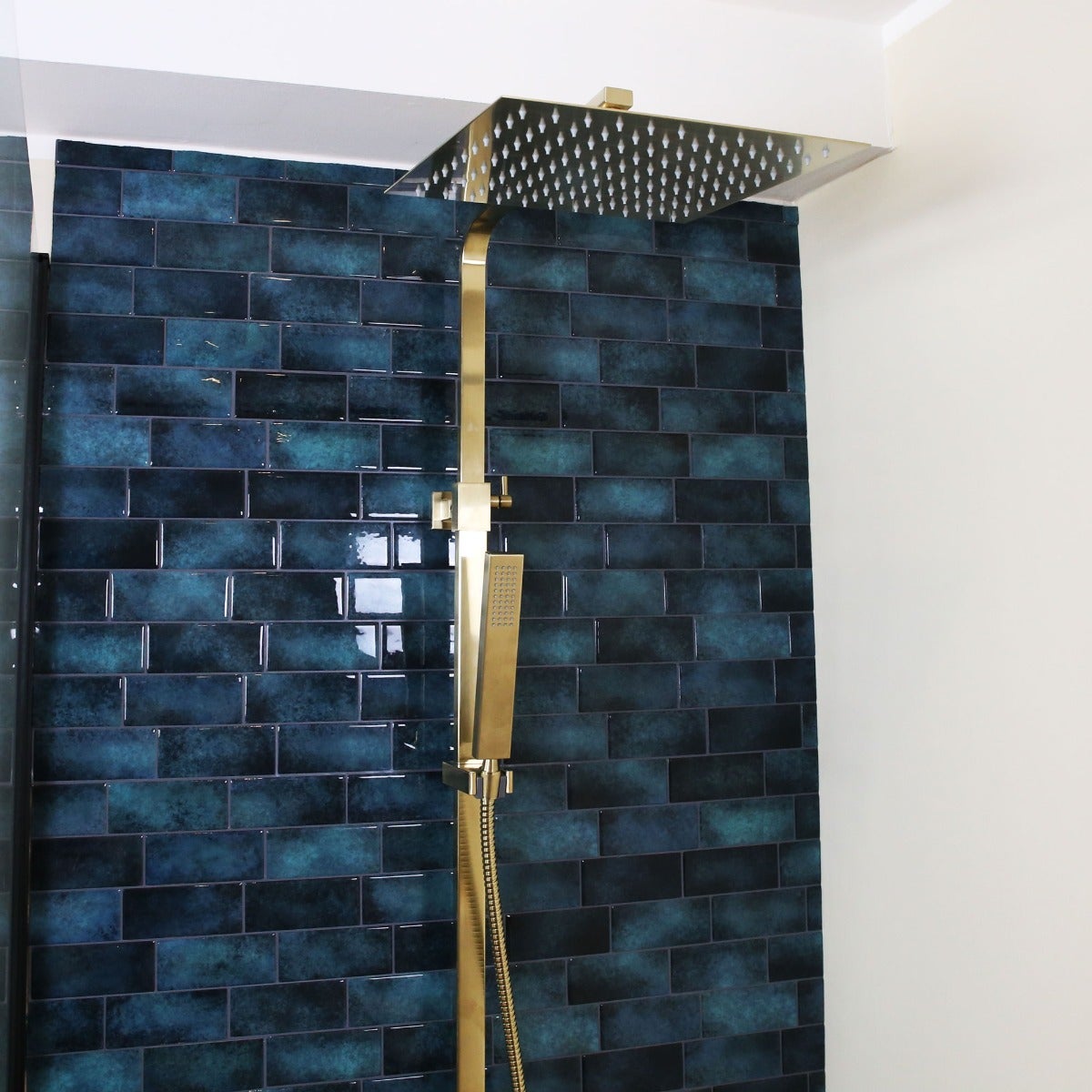 Square II colonne de douche carrée thermostatique or brossé - 7