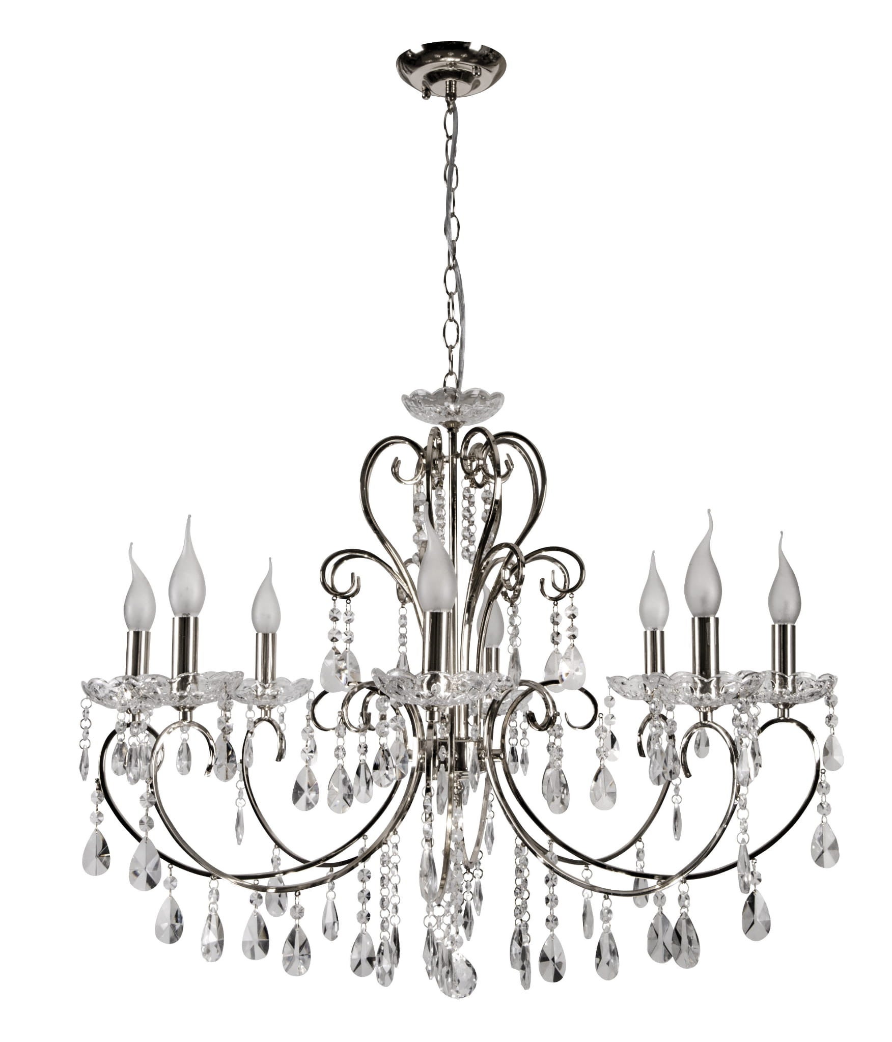 Lampa wisząca Aurora chromowana-przezroczysty 8xE14x40W kryształowy wym: 100 x 73 x 73 cm kryształ Candellux